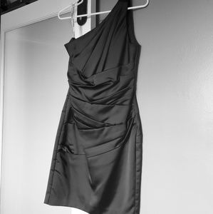 Davids Bridal one-shoulder Satin Cocktail Dress